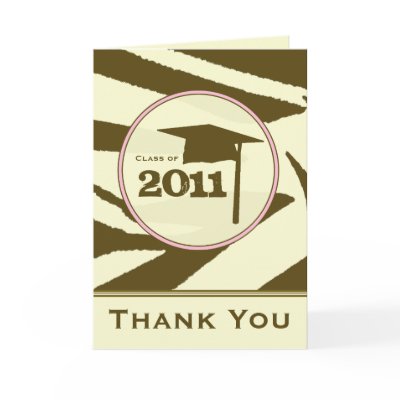 Brown Zebra Print / Pink Graduation Thank You 2011 Cards by thepinkschoolhouse