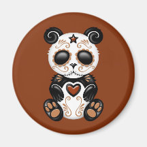 Brown Zombie Sugar Panda Fridge Magnets