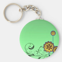 Brownish blossom and Greenish swirls Keychain