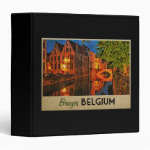 Bruges Belgium At Night Vinyl Binder