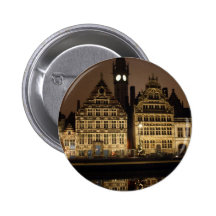Brugge in the night pinback buttons