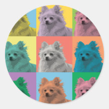Bruit-Art de Pomeranian Autocollant Rond