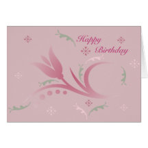 Brume de tulipe dans la carte d'anniversaire rose
