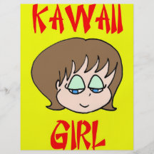 brun de fille de kawaii prospectus personnalisés
