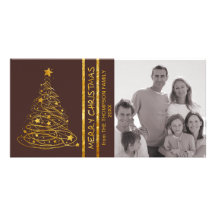 Brun d'or de Carte-chocolat de photo d'arbre de gr Cartes De Vœux Avec Photo