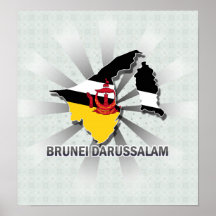 Brunei Darussalam Flag Map 2.0 Print