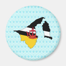 Brunei Darussalam Flag Map full size Refrigerator Magnets