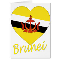 Brunei Flag Heart Cards