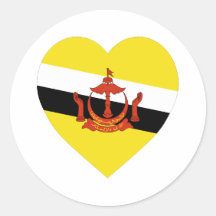 Brunei Flag Heart Round Stickers