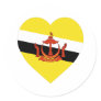 Brunei Flag Heart Round Stickers