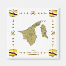 Brunei Map + Flags Magnet