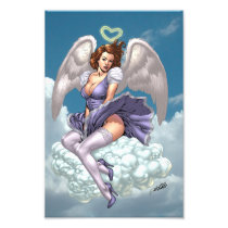 Brunette Angel Pinup with Heart Halo by Al Rio Photo