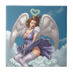Brunette Angel Pinup with Heart Halo by Al Rio tiles
