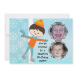 Brunette Boy Birthday Skating Party Invitation