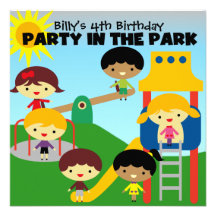 Brunette Boy Party in the Park Invite
