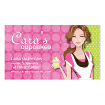 Brunette Cupcake Girl Business Cards
