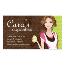 Brunette Cupcake Girl Business Cards