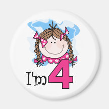 Brunette Girl I'm Four Fridge Magnets