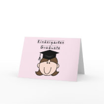 Brunette Girl Kindergarten Graduate Greeting Cards