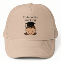 Brunette Girl Kindergarten Graduate Trucker Hat