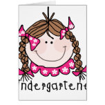 Brunette Girl Kindergartener Greeting Cards
