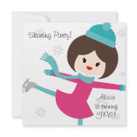 Brunette Girl Skating Birthday Invitation