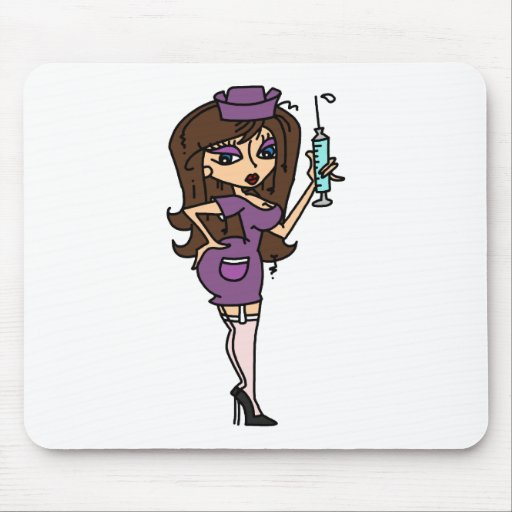 Brunette Hair Sexy Nurse T-shirts and Gifts Mouse Pads