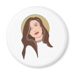 Brunette Hair Woman Fridge Magnet