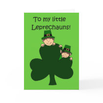 brunette kids with shamrock on green card