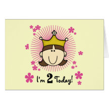 Brunette Princess 2nd Birthday Tshirts and Gifts Cards
