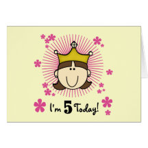 Brunette Princess 5th Birthday Tshirts and Gifts Card