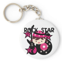 Brunette Rock Star Girl keychains