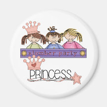 Brunette Slumber Party Princess Fridge Magnets
