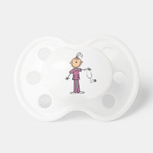 Brunette Stick Figure Nurse Baby Pacifier