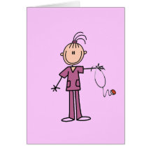 Brunette Stick Figure Nurse Card