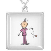 Brunette Stick Figure Nurse Custom Jewelry
