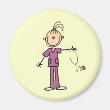 Brunette Stick Figure Nurse Fridge Magnets