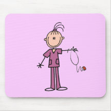 Brunette Stick Figure Nurse Mouse Pad