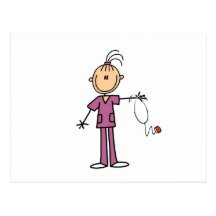 Brunette Stick Figure Nurse Post Card