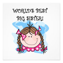 Brunette World's Best Big Sister Gifts Custom Invitations