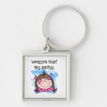 Brunette World's Best Big Sister Gifts Keychain