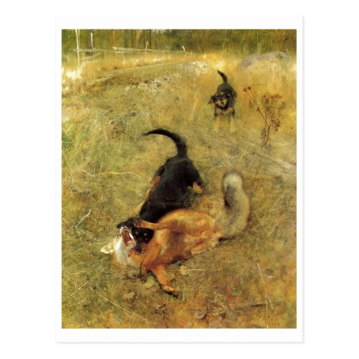 Bruno Liljefors - chien de beagle et huile de Fox  Cartes Postales