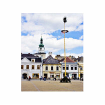 Bruntal Town Square In May With A May Pole Cut Out