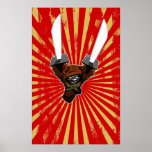 Brunzie sword lunge grungy blast lines poster