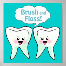 Brush and Floss Dentist Artwork Poster