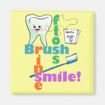 Brush Floss Rinse SMILE Fridge Magnets