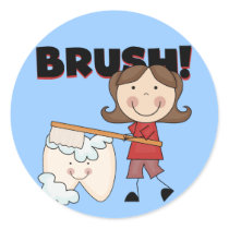BRUSH - Girl With Tooth Tshirts and Gifts Sticker