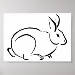 Brush stroke rabbit posters