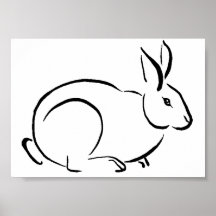 Brush stroke rabbit posters