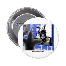 Brush With Death Funny Halloween Cartoon Gifts Pinback Button